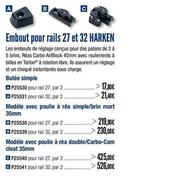 embout pour rails 27 et 32 harken