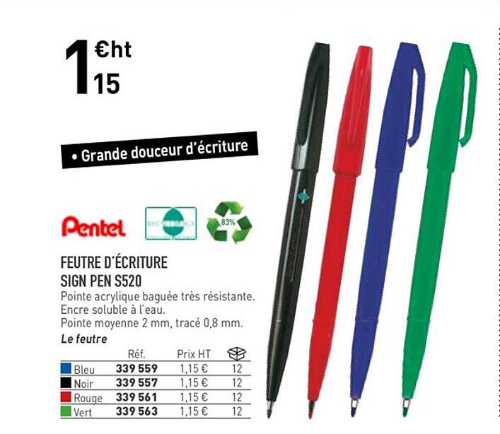 feutre d'écriture sign pen s520 pentel