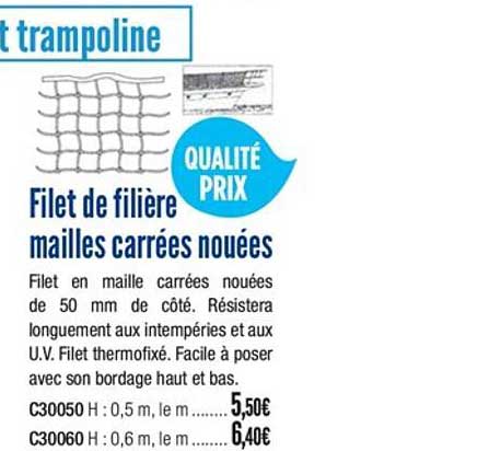 filet de filière mailles carrées nouées