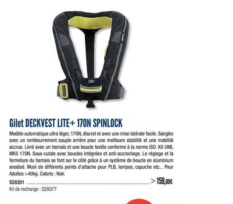 gilet deckvest lite+ 170n spinlock