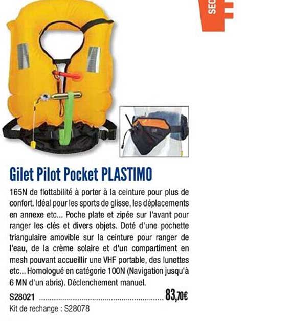 gilet pilot pocket plastimo