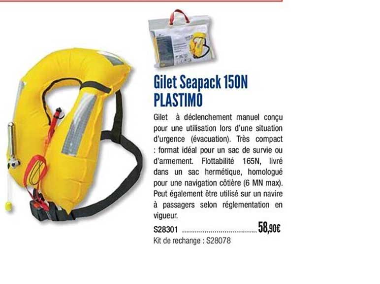 gilet seapack 150n plastimo