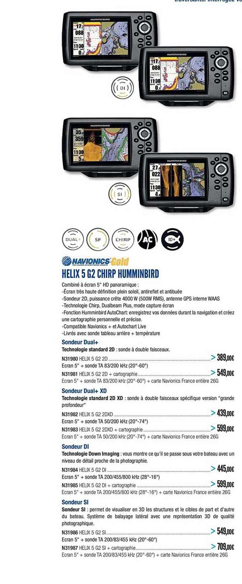 helix 5 g2 chirp humminbird navionics gold
