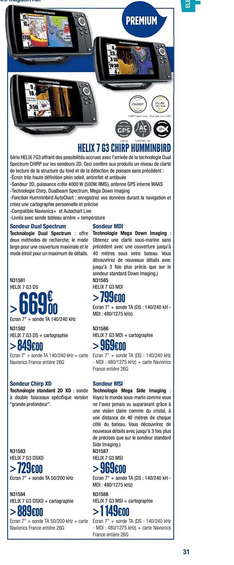 helix 7 g3 chirp humminbird