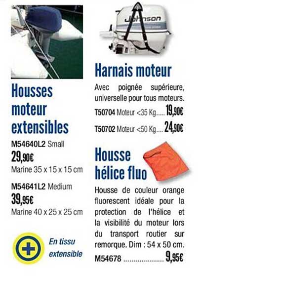 housses moteur extensibles harnais moteur housse hélice fluo