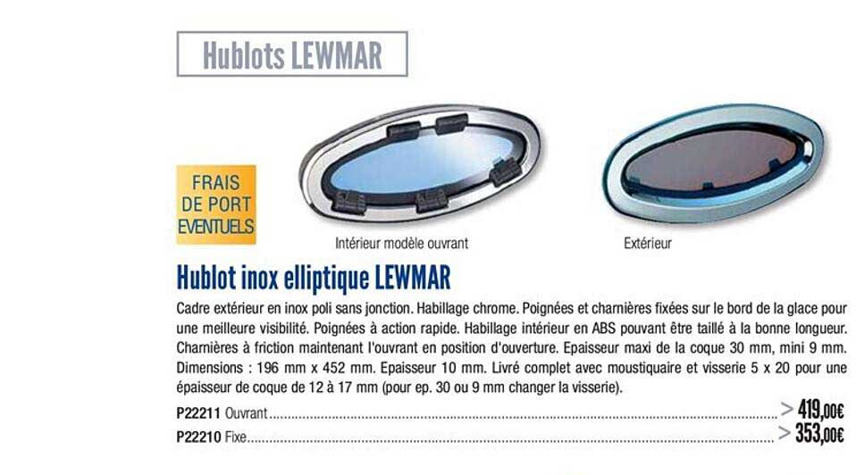 hublot inox elliptique lewmar