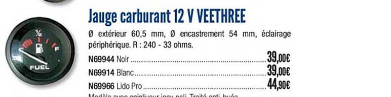 jauge carburant 12 v veethree