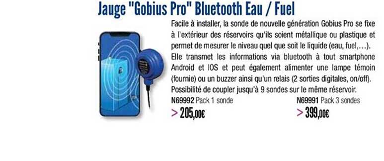 jauge gobius pro bluetooth eau fuel