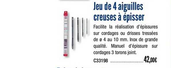 jeu de 4 aiguilles creuses à épisser