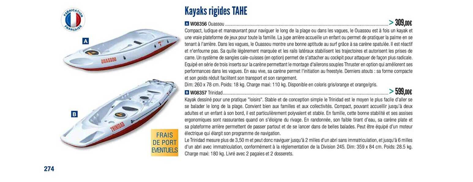 kayaks rigides tahe