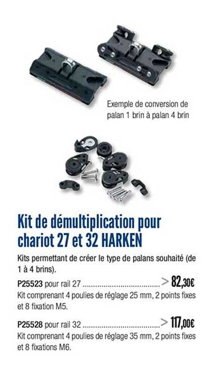 kit de démultiplication pour chariot 27 et 32 harken