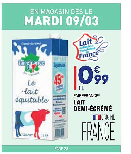 Lait Demi-écrémé Fairefrance