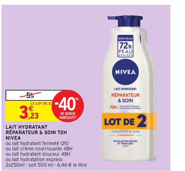 lait hydratant réparateur & soin 72h nivea