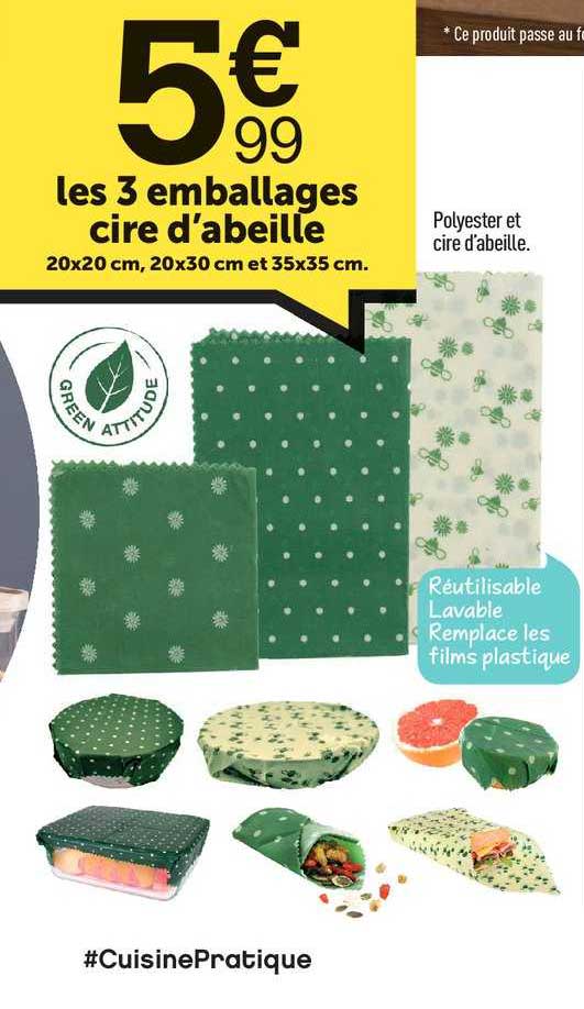 les 3 emballages cire d'abeille