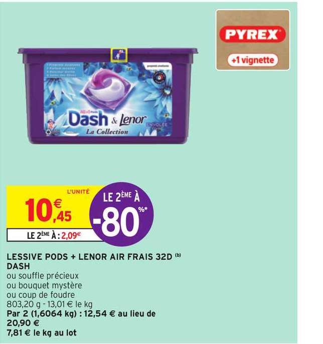 lessive pods + lenor air frais 32d dash