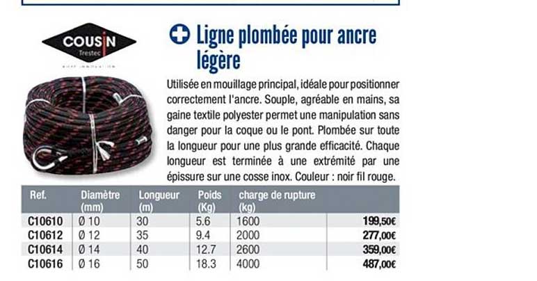 ligne plombée pour ancre légère