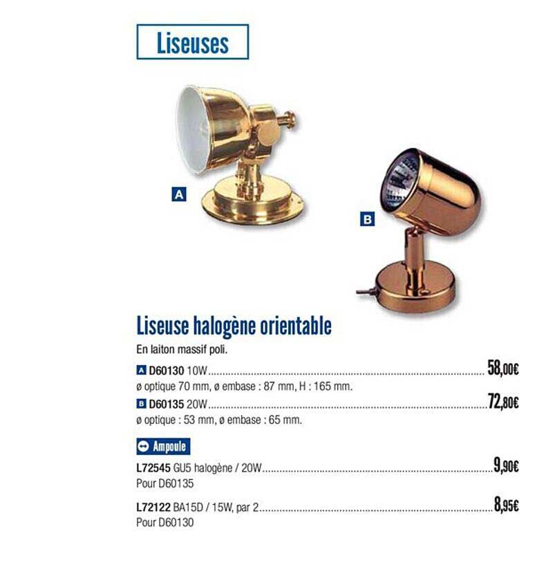 liseuse halogène orientable