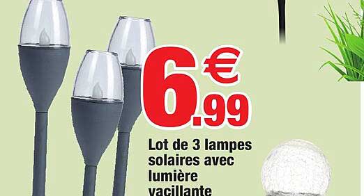 lot de 3 lampes solaires avec lumière vacillante