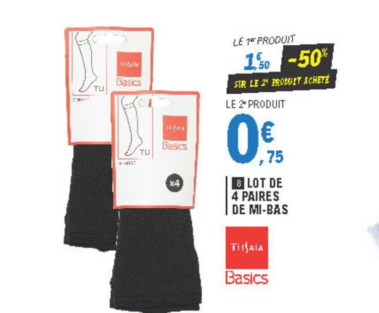 lot de 4 paires de mi-bas tissaia basics