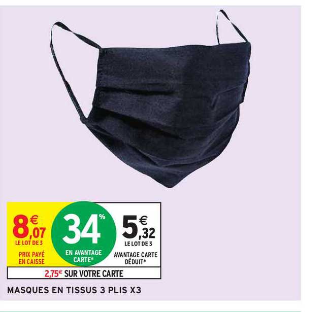 masques en tissus 3 plis x3