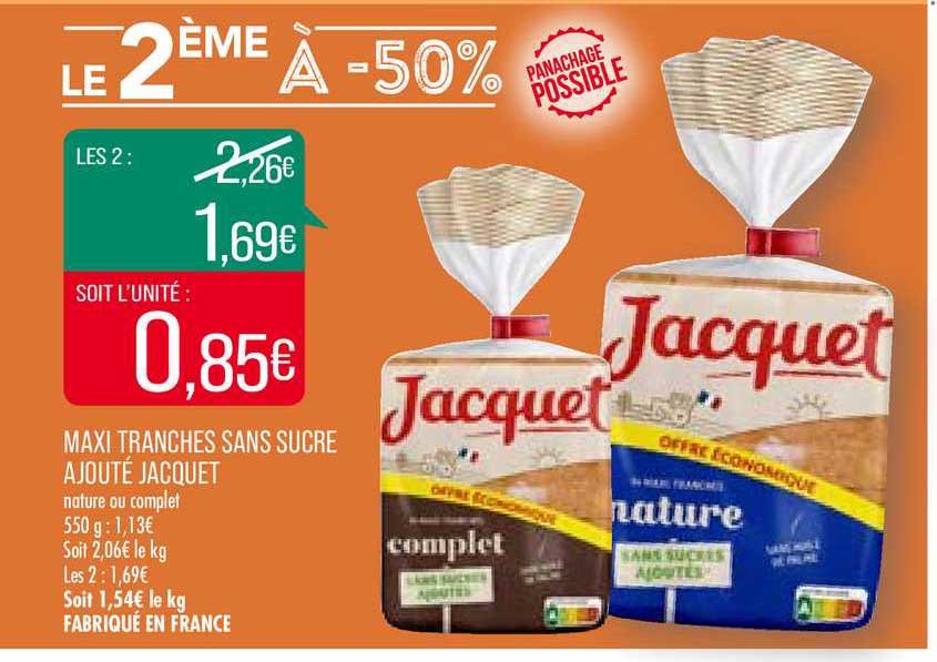 maxi tranches sans sucre ajouté jacquet