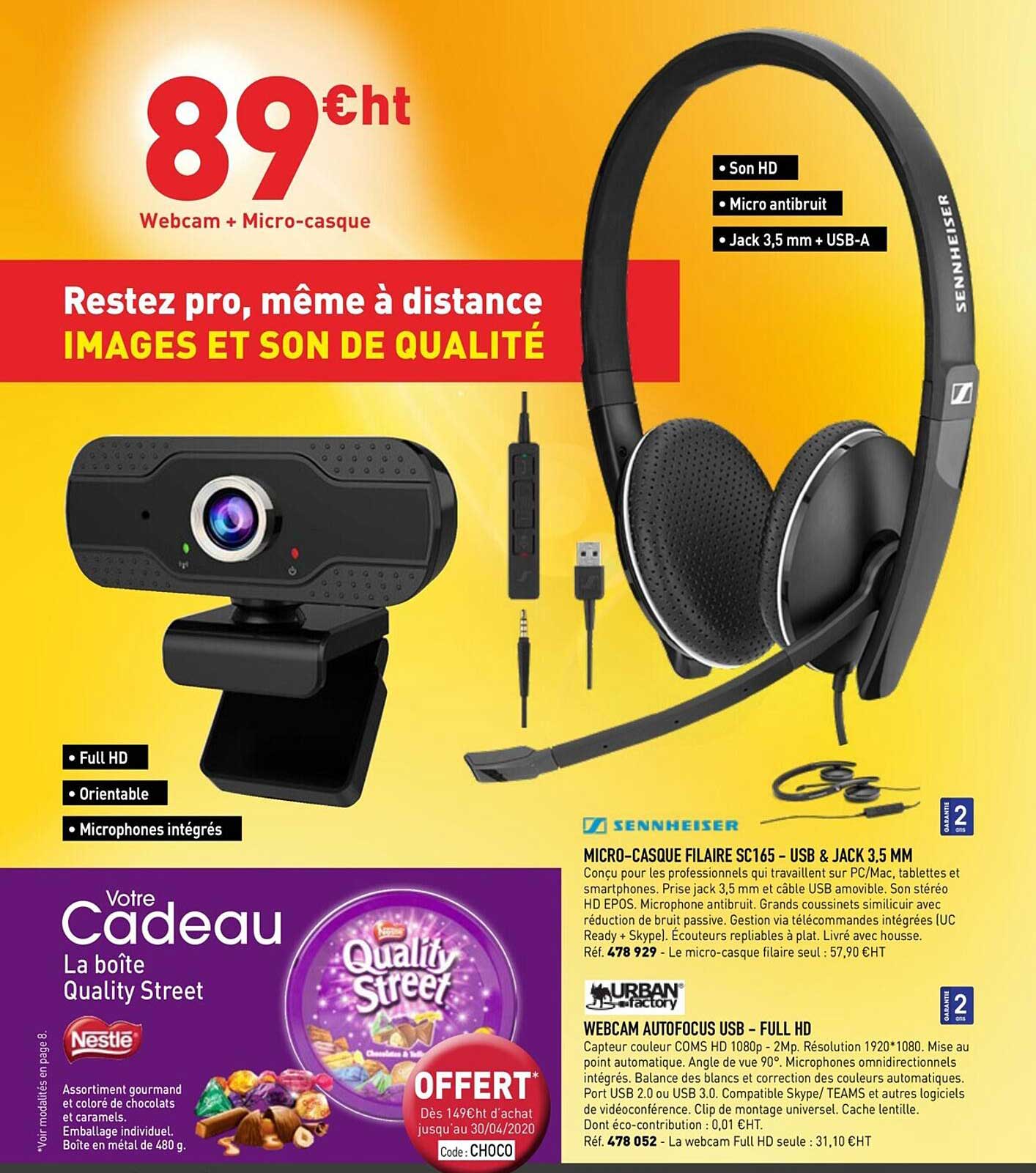 micro-casque filaire sc165 - usb & jack 3,5 mm sennheiser