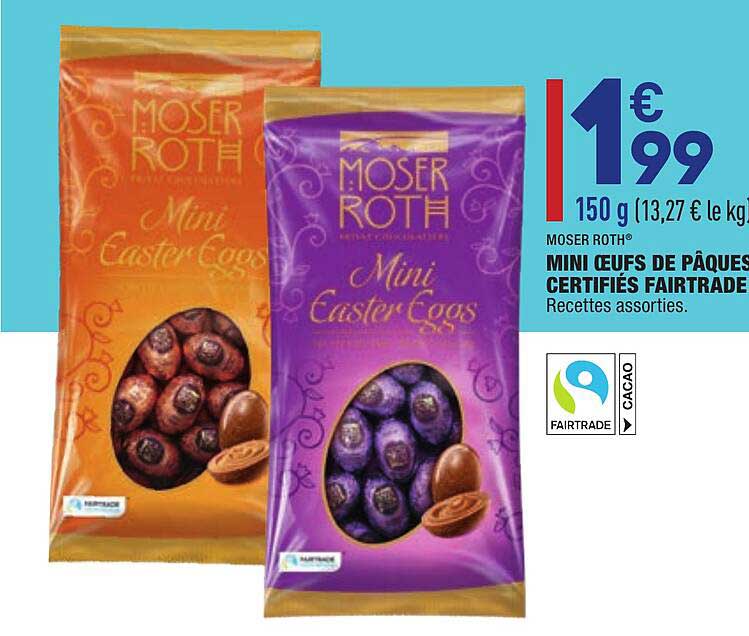 Mini Oeufs De Pâques Certifiés Fairtrade Moser Roth