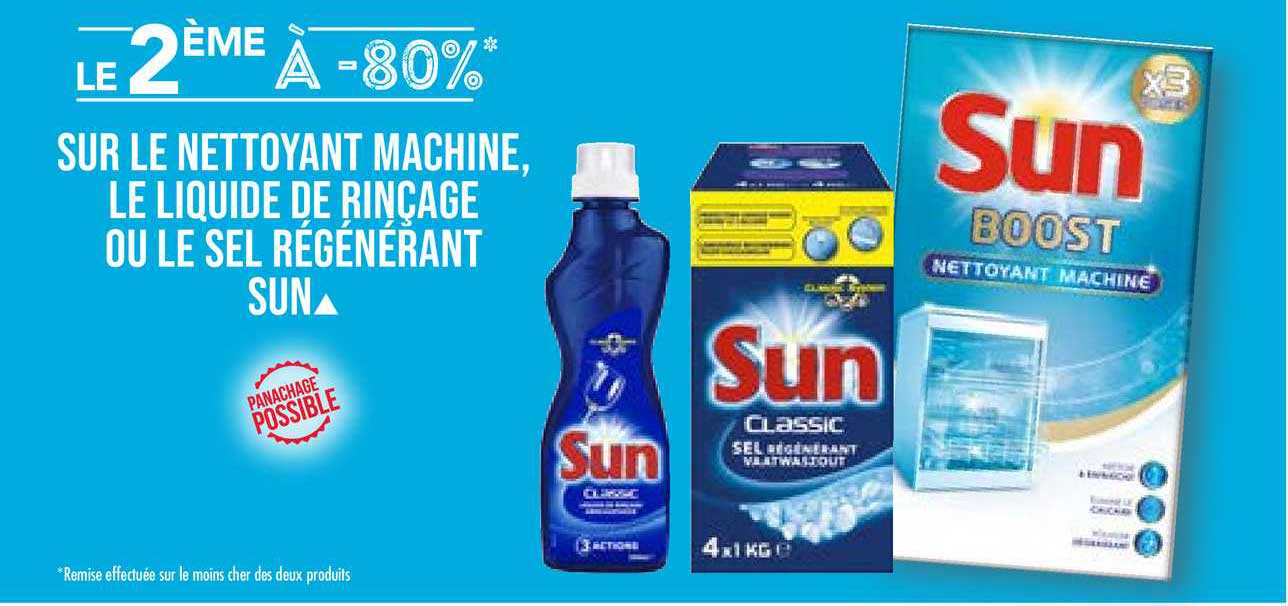 nettoyant machine, le liquide de rinçage ou le sel régénérant sun