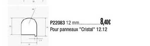 p22083 12mm pour panneaux cristal