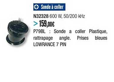 p79bl sonde à coller plastique rattrapage angle prises bleues lowrance 7 pin