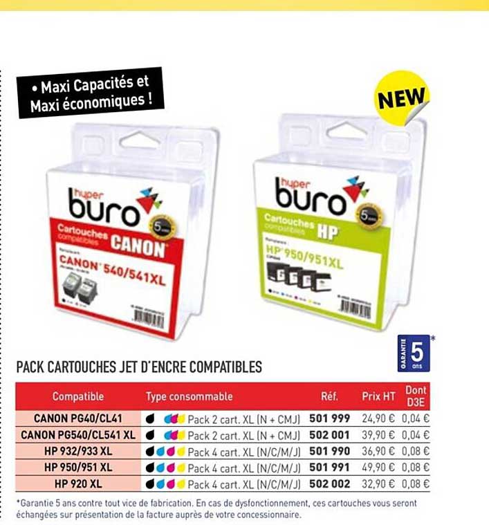 pack cartouches jet d'encre compatibles