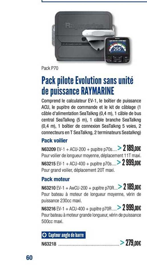 pack complet evolution sans unité de puissance raymarine
