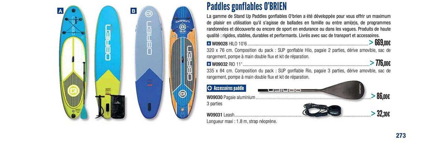 paddles gonflables o brien