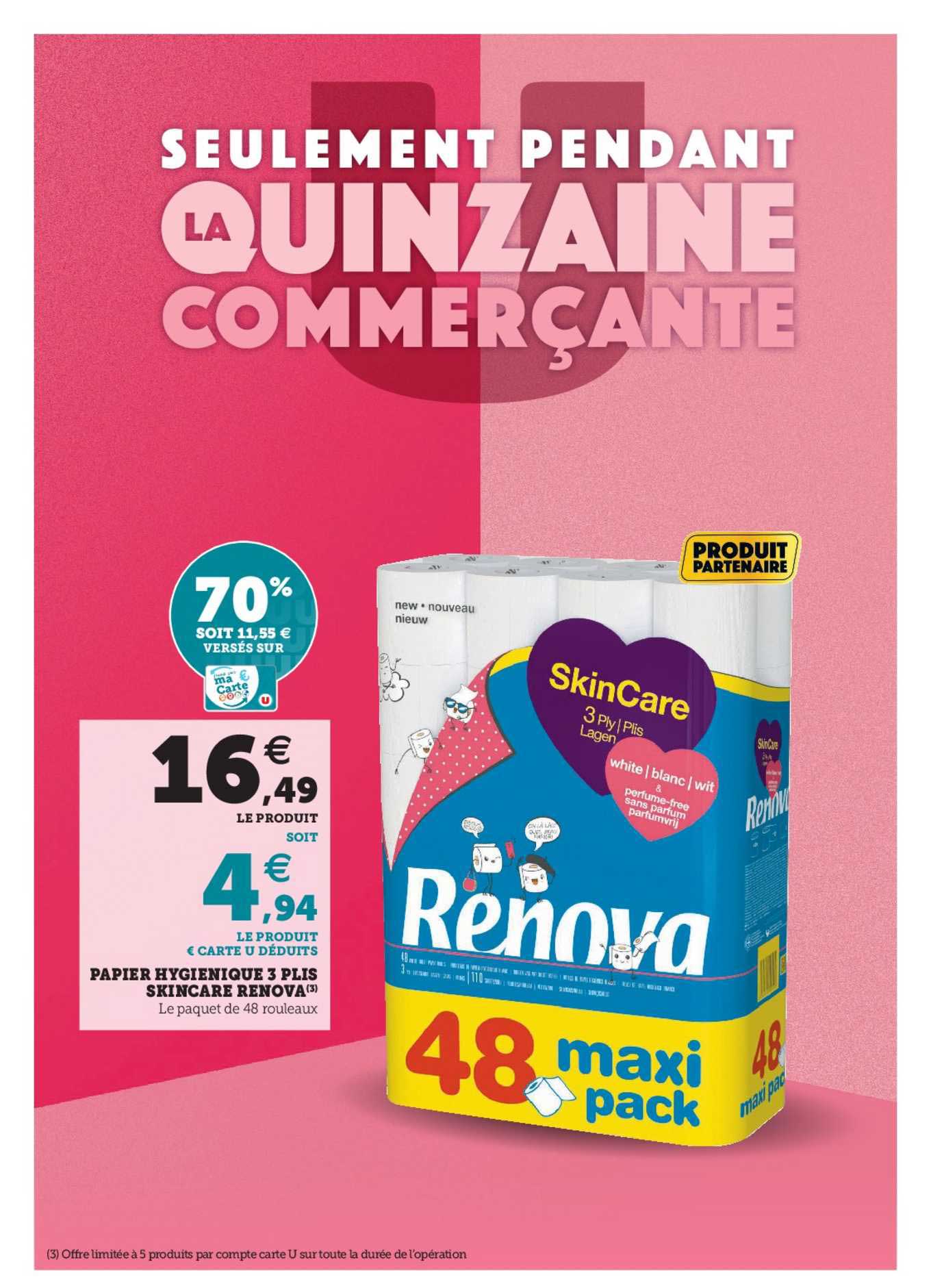 papier hygiénique 3 plis skincare renova