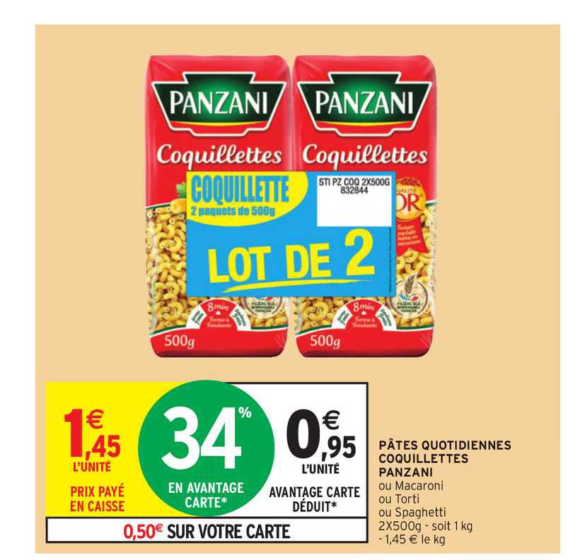 pâtes quotidiennes coquillettes panzani