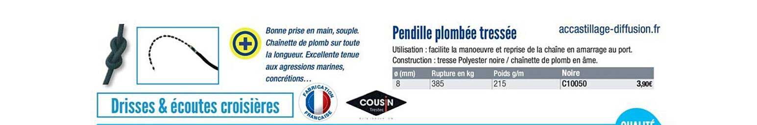 pendille plombée tressée