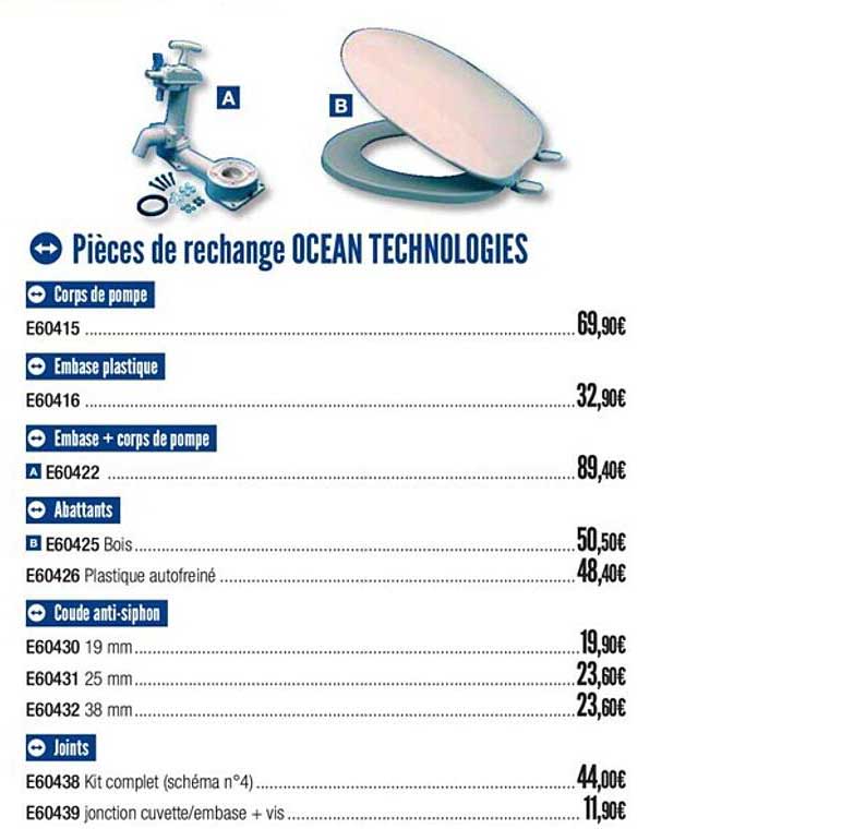 pièces de rechange océan technologies