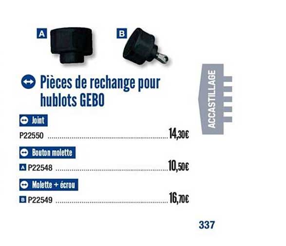 pièces de rechange pour hublots gebo