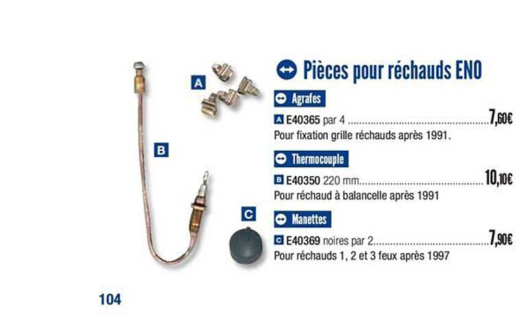 pièces pour réchauds eno