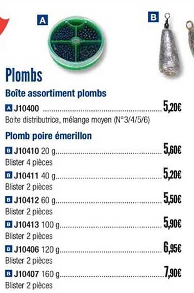 plombs boîte assortiment plombs plomb poire émerillon
