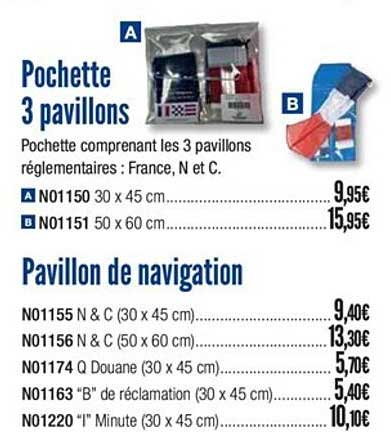 pochette 3 pavillons pavillon de navigation
