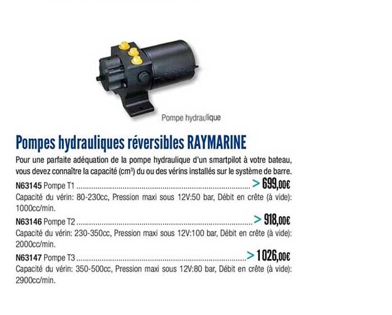 pompes hydrauliques réversibles raymarine