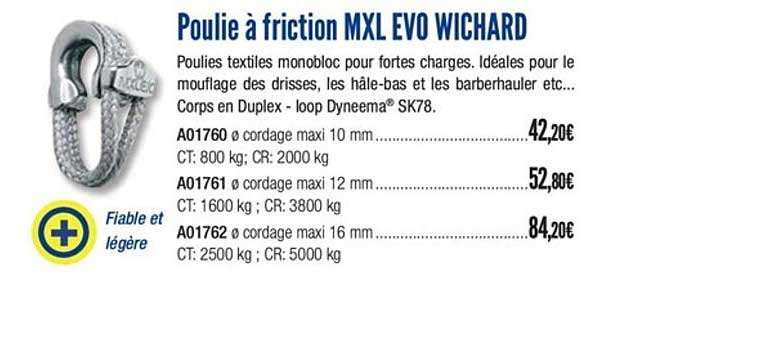poulie à friction mxl evo wichard