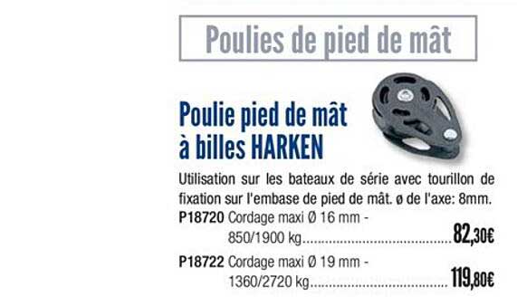 poulie pied de mât à billes harken