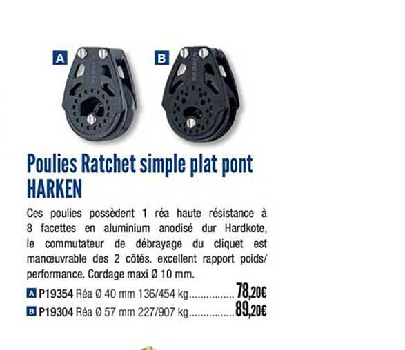 poulies ratchet simple plat pont harken