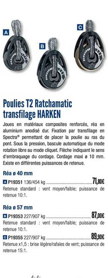 poulies t2 ratchamatic transfilage harken
