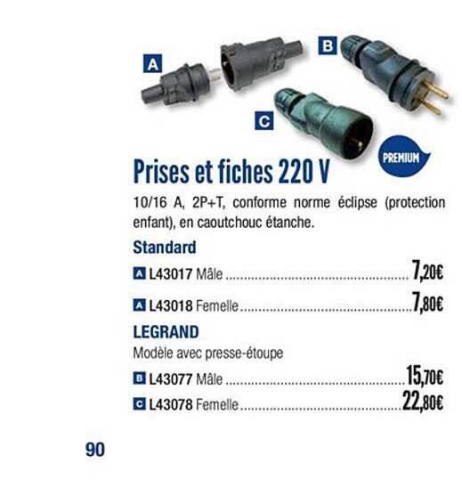 prises et fiches 220v