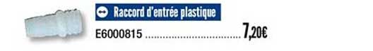 raccord d'entrée plastique