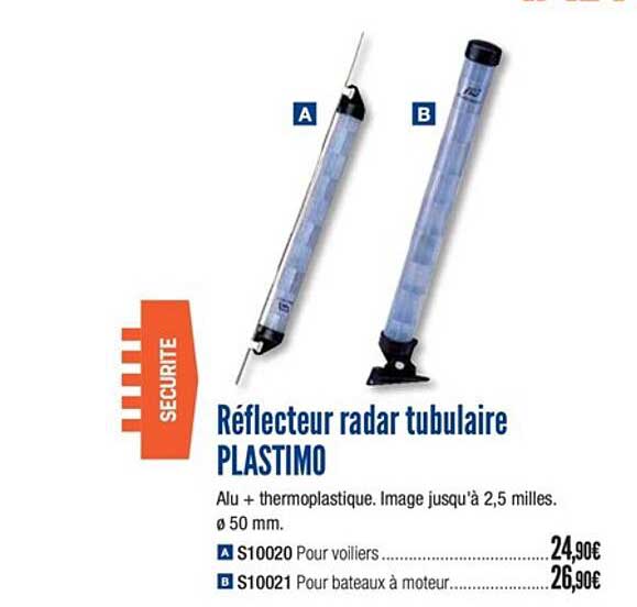 réflecteur radar tubulaire plastimo