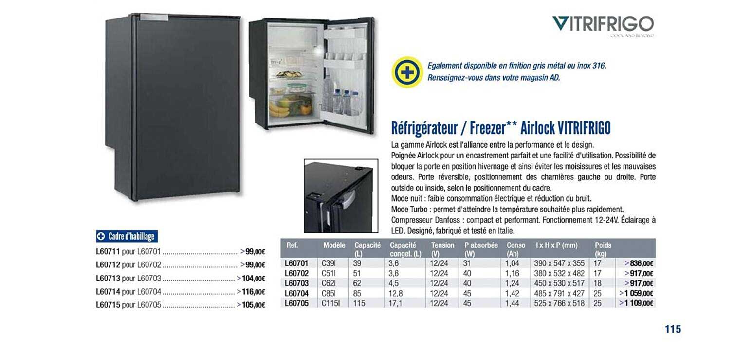 réfrigérateur freezer airlock vitrifrigo